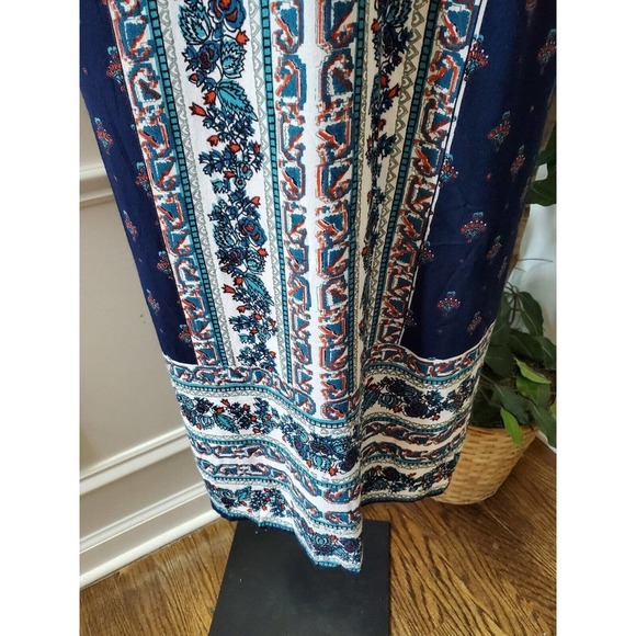 Angle Women's Blue & White 100% Rayon Off The Shoulder Long Maxi Dress Size XS - Picture 6 of 9